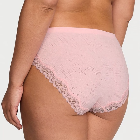 Victoria's Secret Seamless Lace-Trim Hiphugger Panty Pretty Blossom Medium NEW - Picture 4 of 6